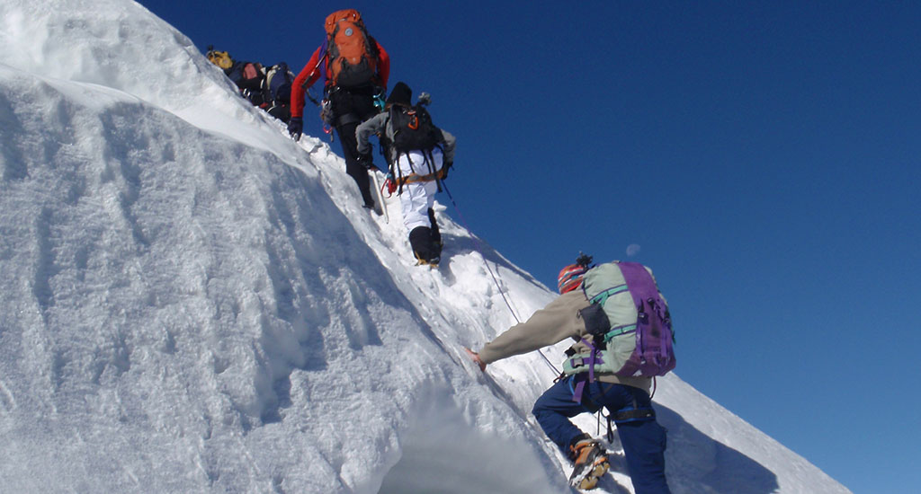 Alpinisme - Goulotte du bloc coincé